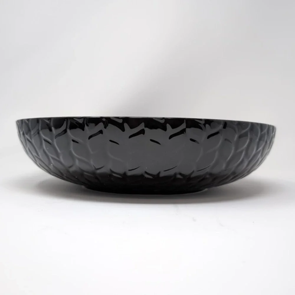 Temp-tations Ovenware Carved Willow 3-qt and 4-qt Ceramic Shallow Bowl Set Black